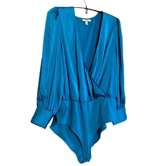 Sergio Hudson x Target Teal Crossover Satin Bodysuit Sz 2X - Picture 7 of 16